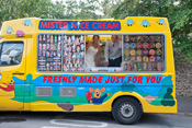 Wedding Couple arrives in Mister Nice Cream's Van.