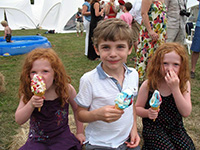 Children enjoying ice cream from ice cream van in Oxford UK by Mr Nice Cream.